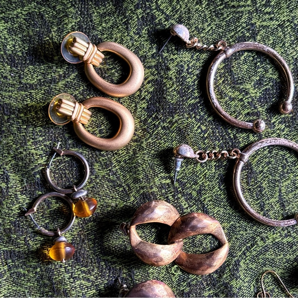 Gold Statement Earring Bundle Door Knock Studs Do… - image 3